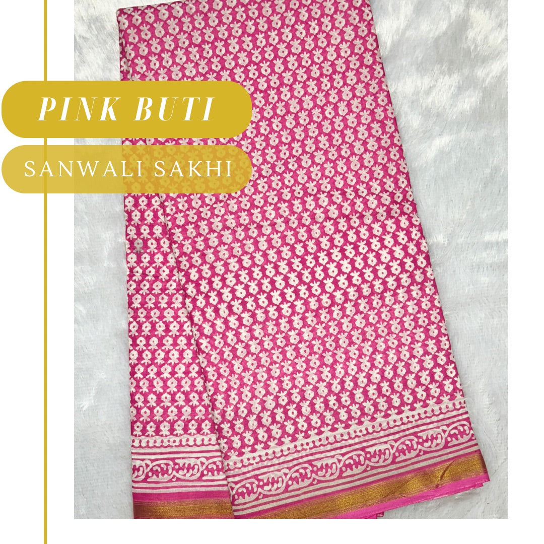 Springtime Handblock Cotton Saree