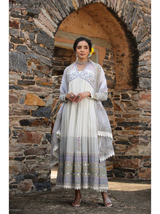 Mulmul Cotton Gown with Dupatta