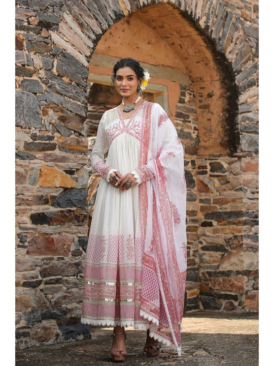 Mulmul Cotton Gown with Dupatta