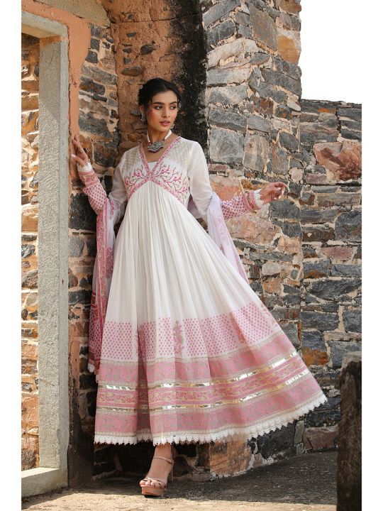 Mulmul Cotton Gown with Dupatta