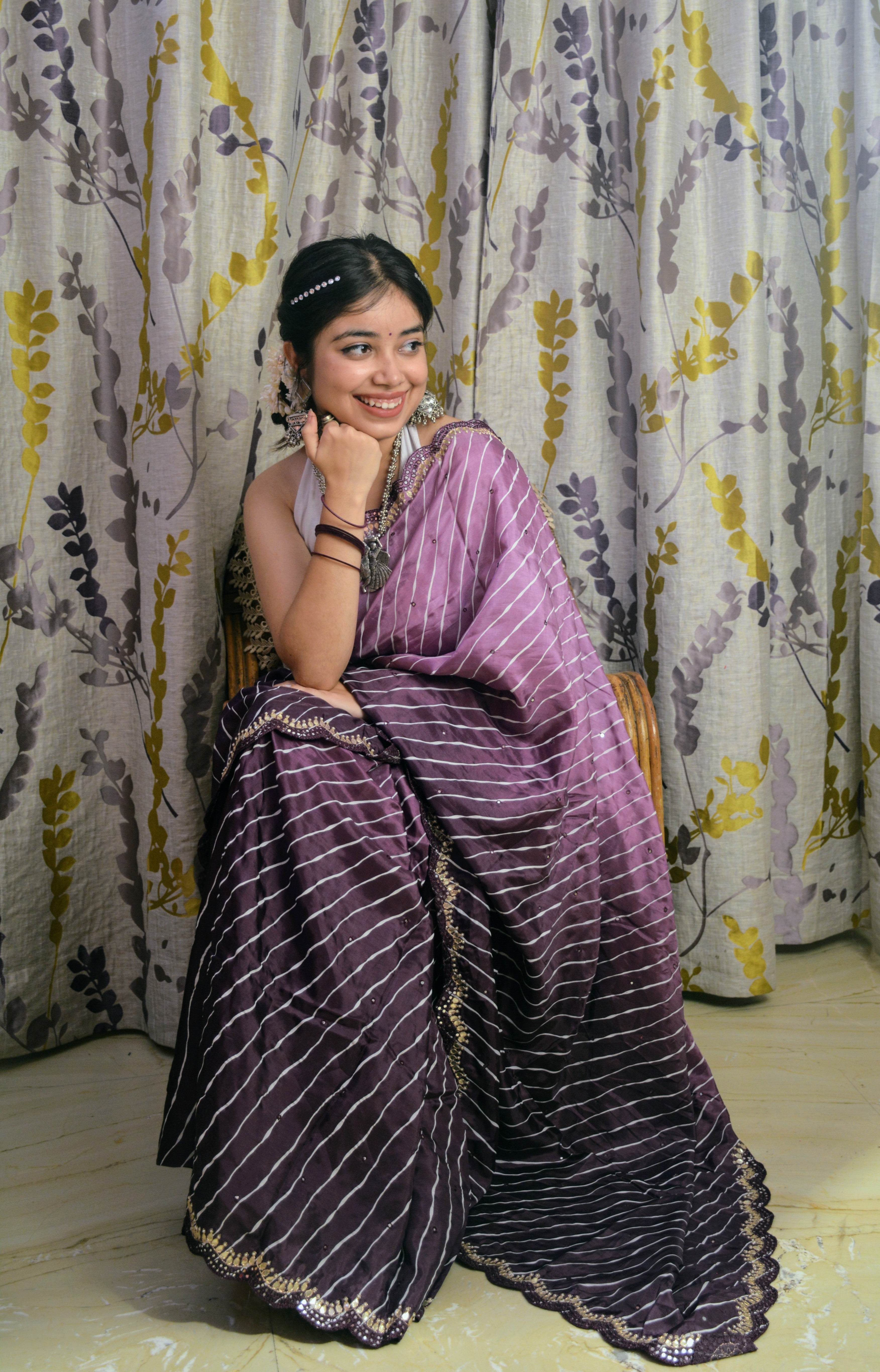 Crepe Shaded Leheriya Saree