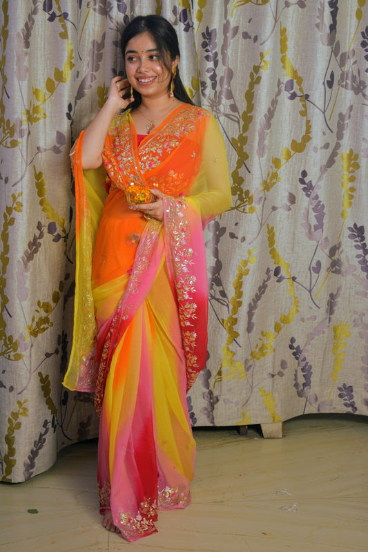 Multicolor Gota Patti Saree