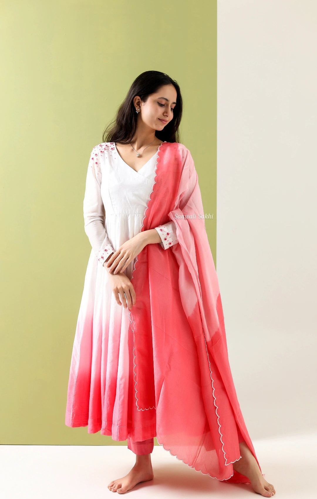Rose Ombré Anarkali Set