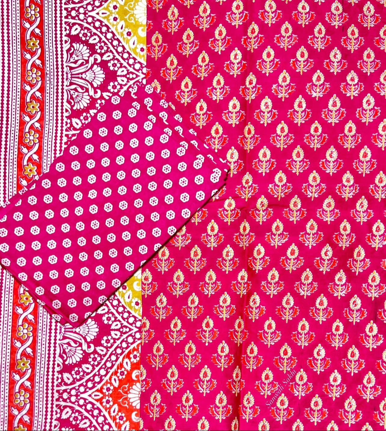 Sunburst Summer Cotton Handblock Saree
