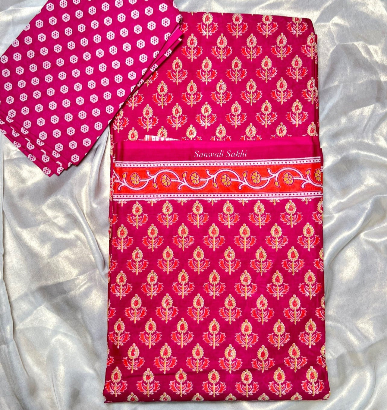 Sunburst Summer Cotton Handblock Saree