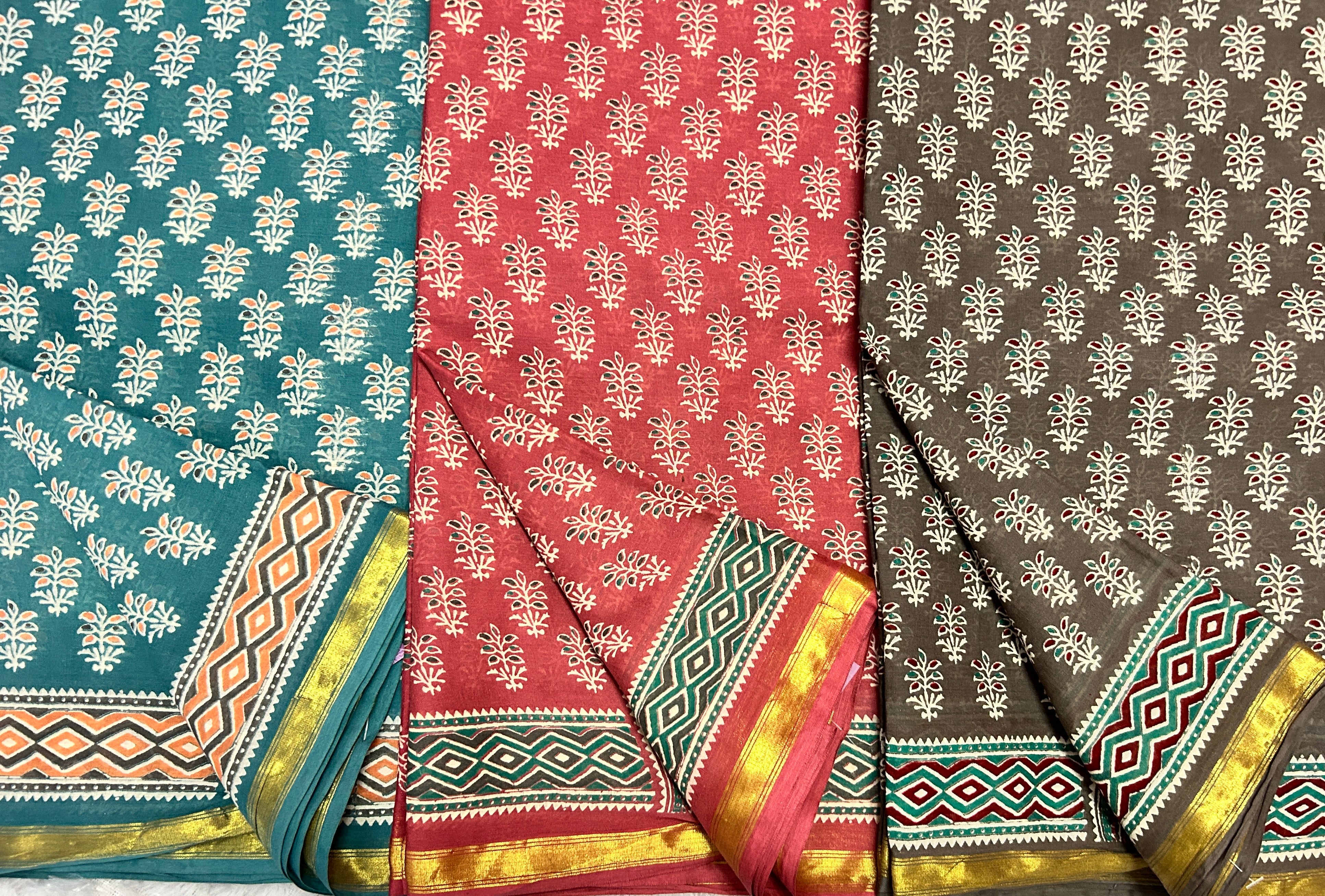 Maheshwari Cotton Zari Border Saree