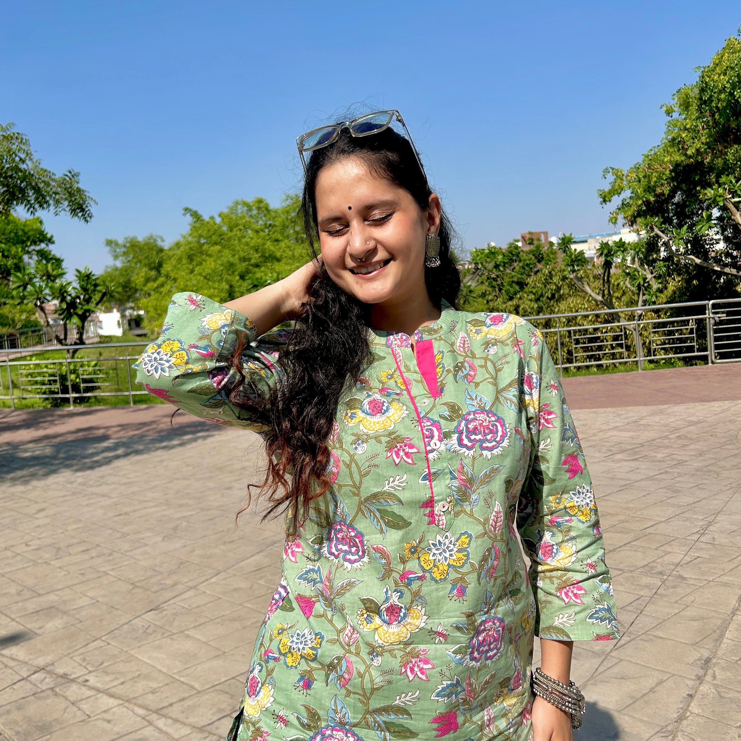 Breezy Blossom cotton short Kurti