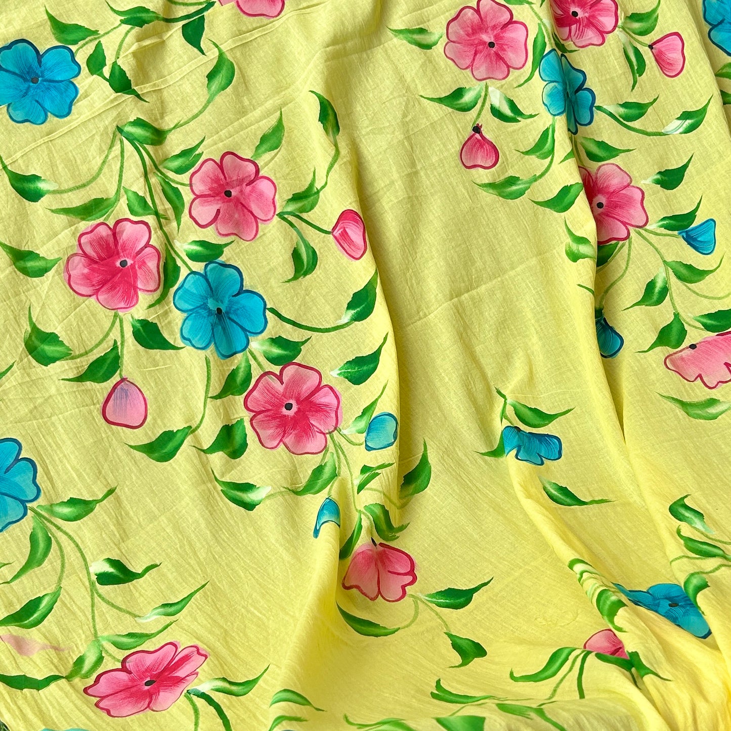 Daffodil Dream Handpainted Cotton Saree