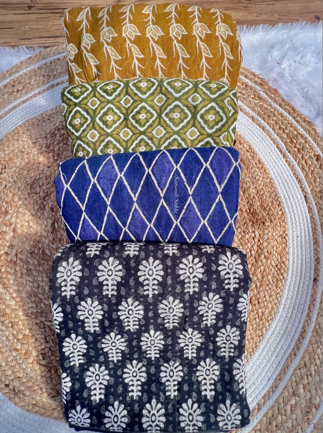 Linen Leher- Blockprinted Linen Sarees