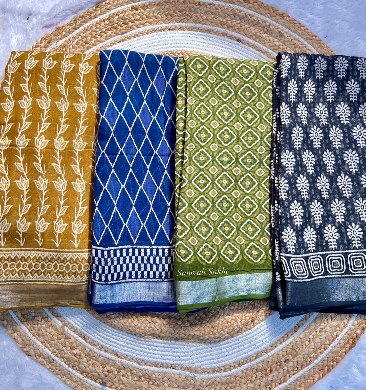Linen Leher- Blockprinted Linen Sarees