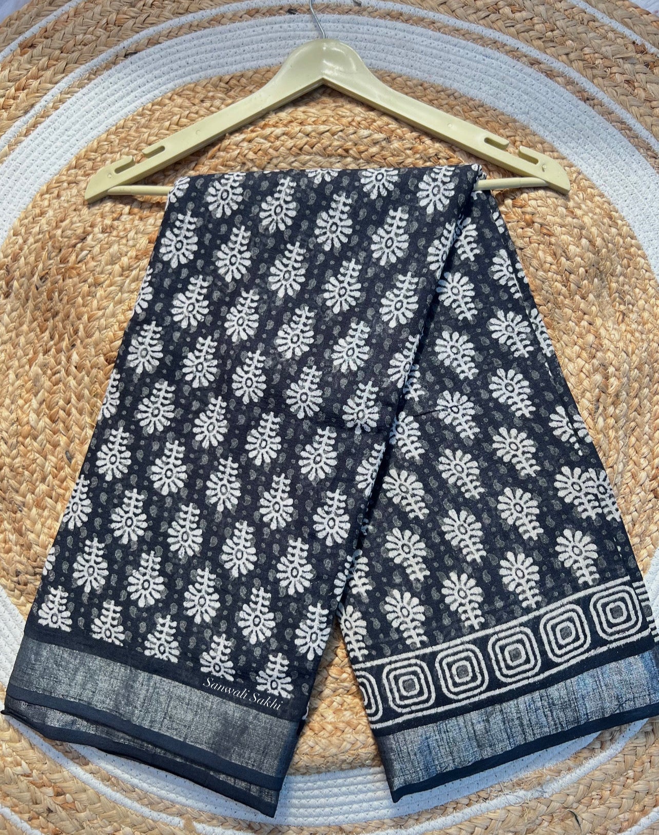Linen Leher- Blockprinted Linen Sarees