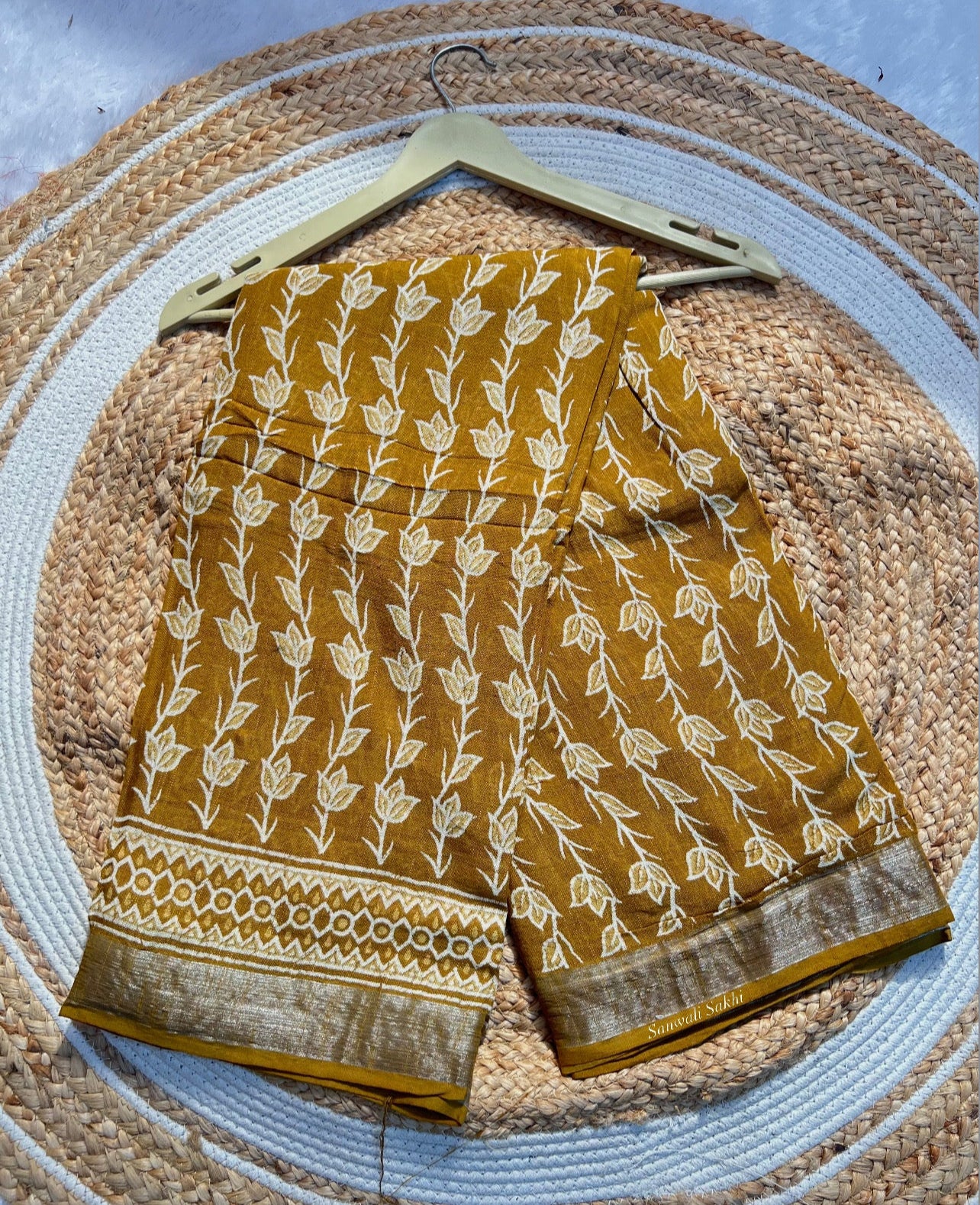 Linen Leher- Blockprinted Linen Sarees