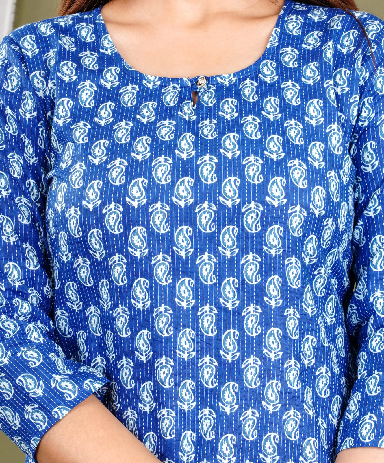 Blue Katha Short Kurti