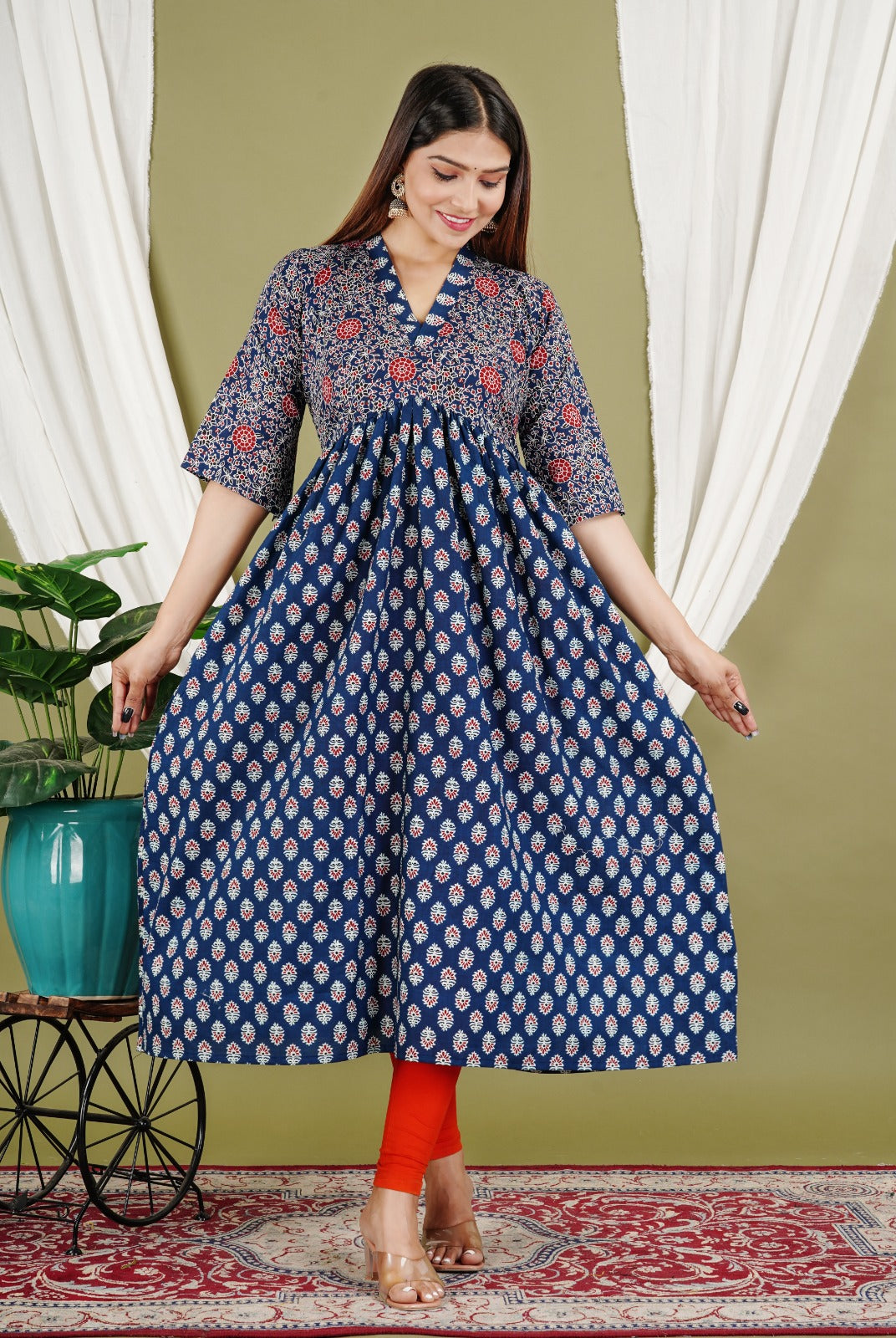 Ajrakh Cotton Dress – Sanwali Sakhi