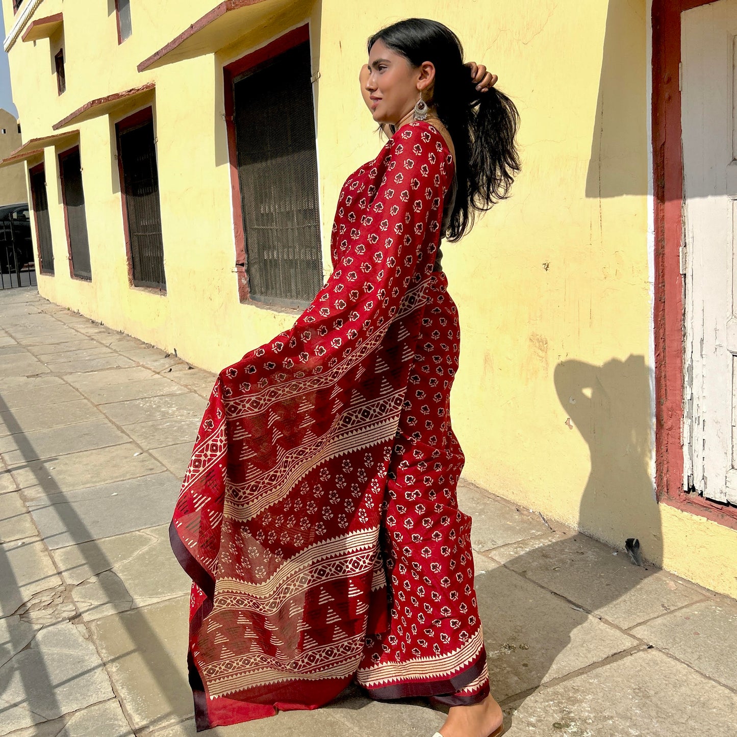 Red Desert - Pashmina Cotton saree